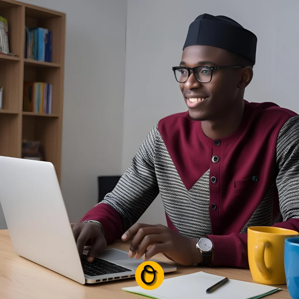Nigerian entrepreneur working on laptop showing daily payments from online business platforms