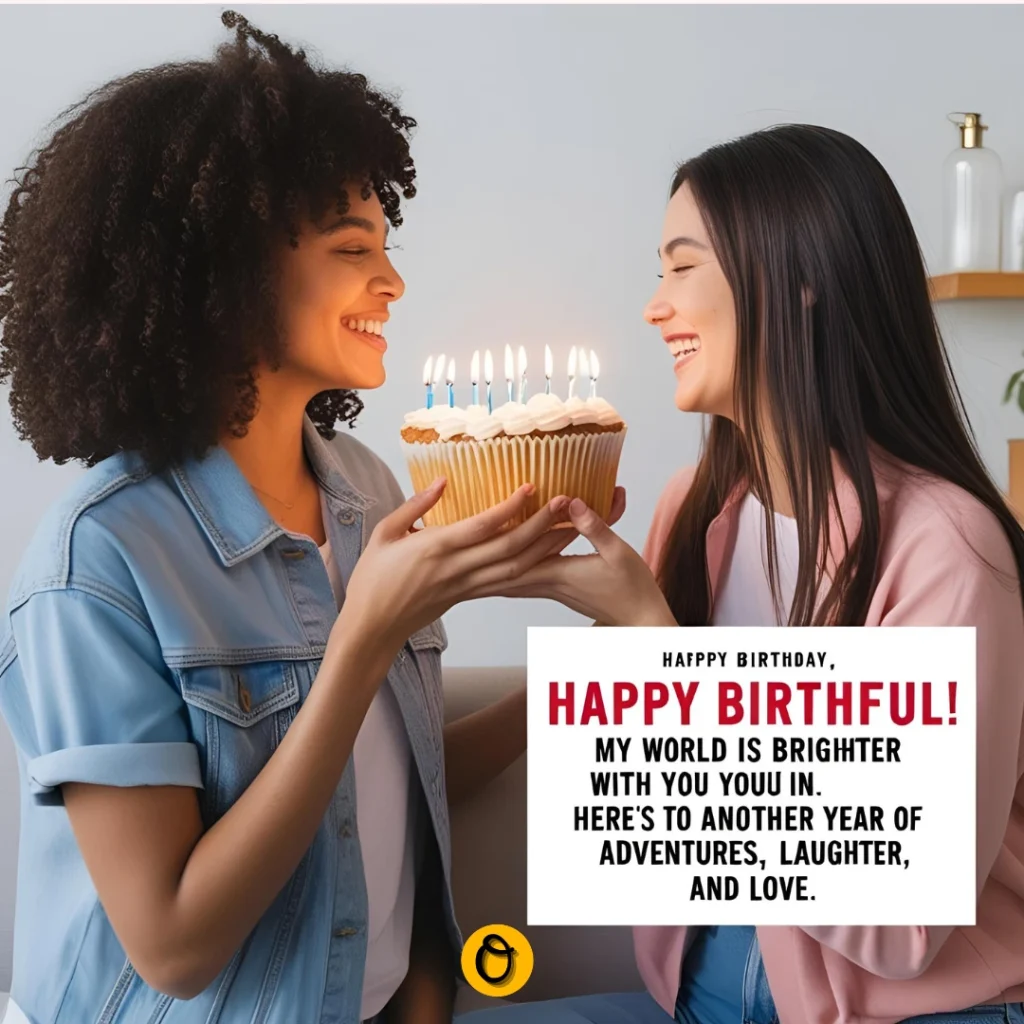 Woman smiling while reading heart touching birthday wishes for girlfriend on her phone