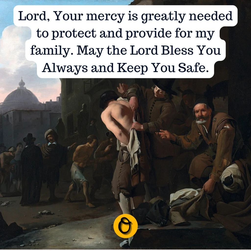 Hands praying with prayer points for mercy with Bible verses