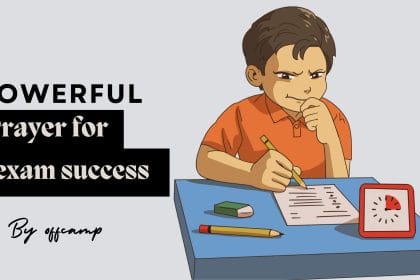 Student praying a Christian prayer for exam success