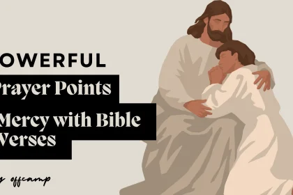 Prayer points for mercy with Bible verses on open Bible