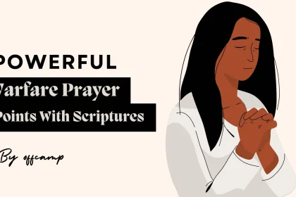 Person praying warfare prayer points with scriptures for victory