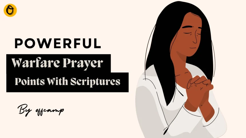 Person praying warfare prayer points with scriptures for victory