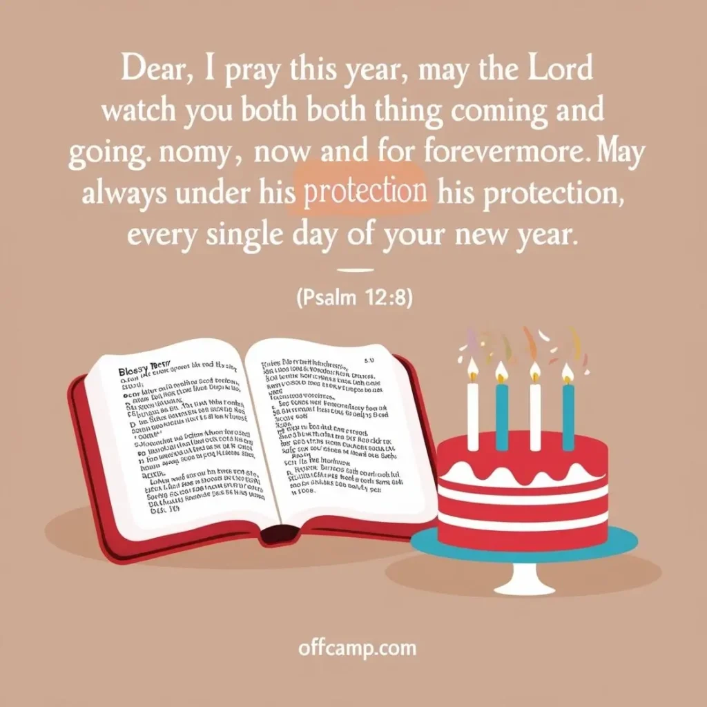 Bible open to verses of blessing beside a birthday cake representing a meaningful happy birthday prayer for my husband