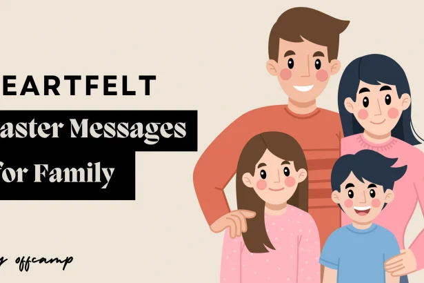 Family sharing Easter messages around the dinner table