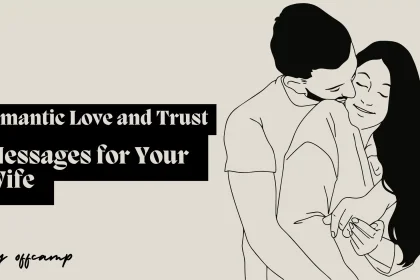 Romantic love and trust messages for your wife displayed on beautiful notecard with roses