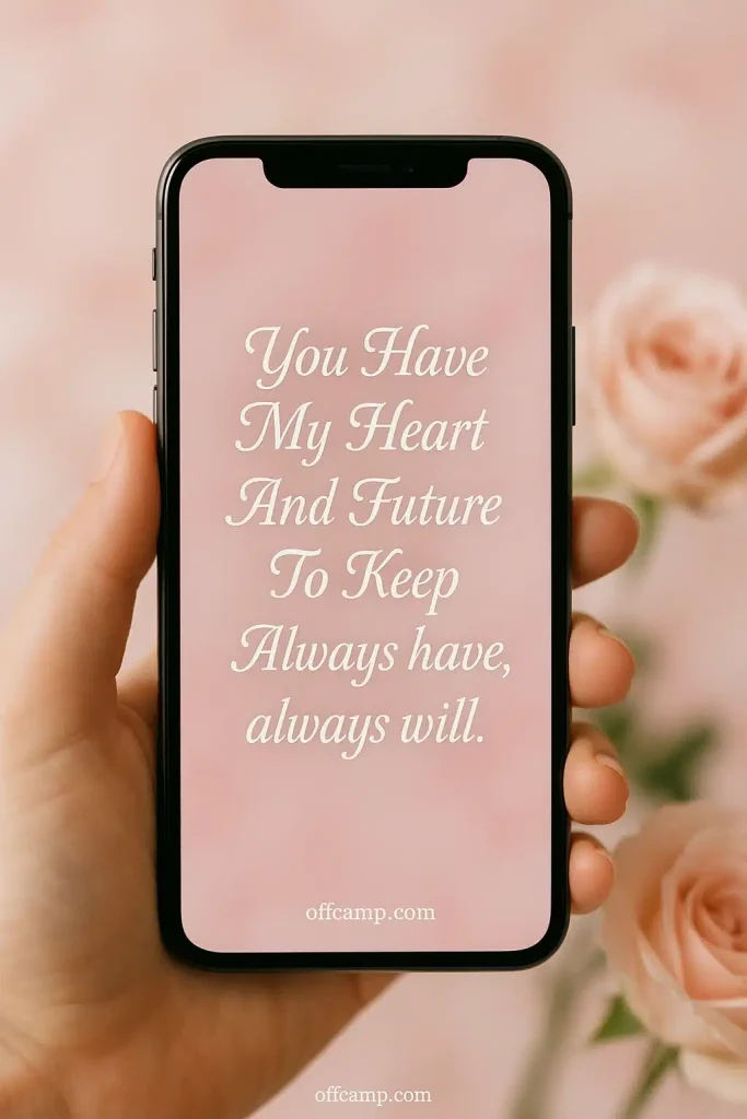 Smartphone showing text with romantic love and trust messages for your wife during long-distance