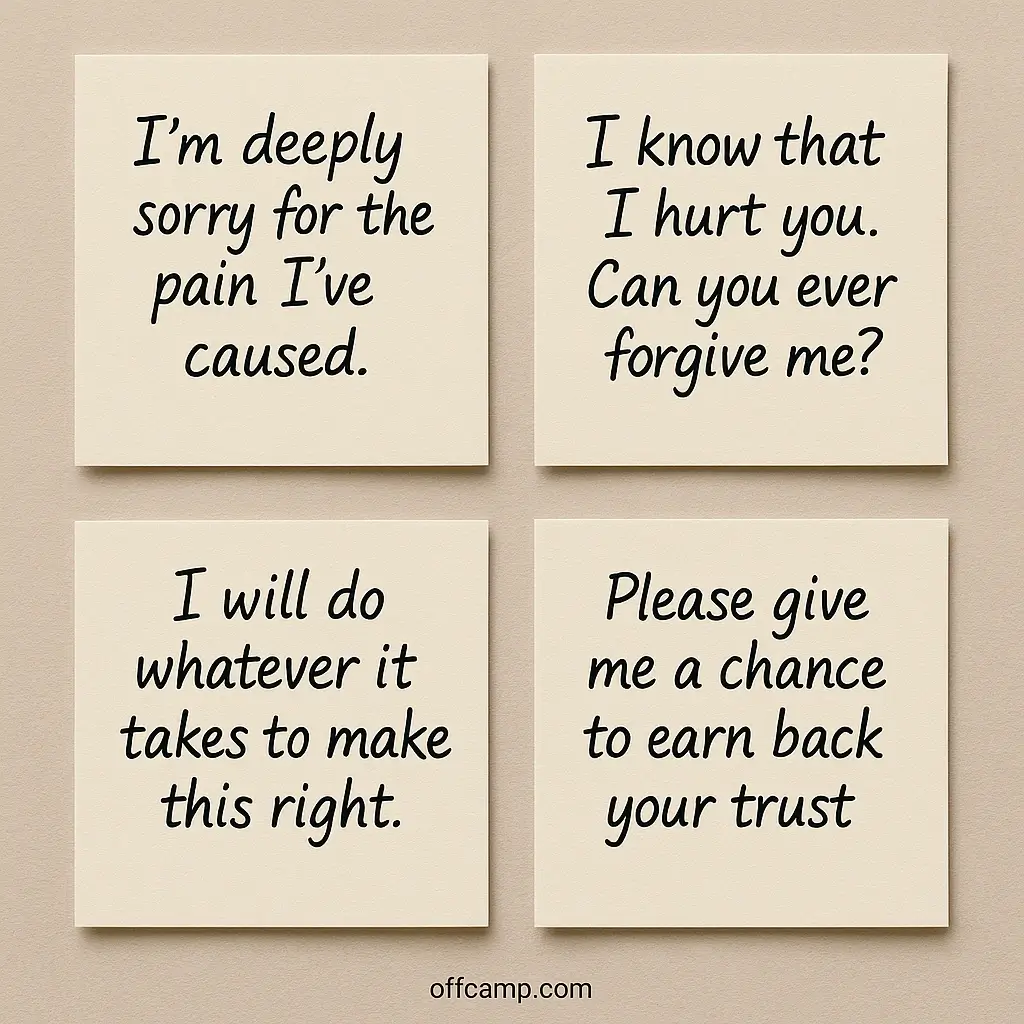 Creative sorry quotes and messages beautifully designed on greeting cards for sincere apologies