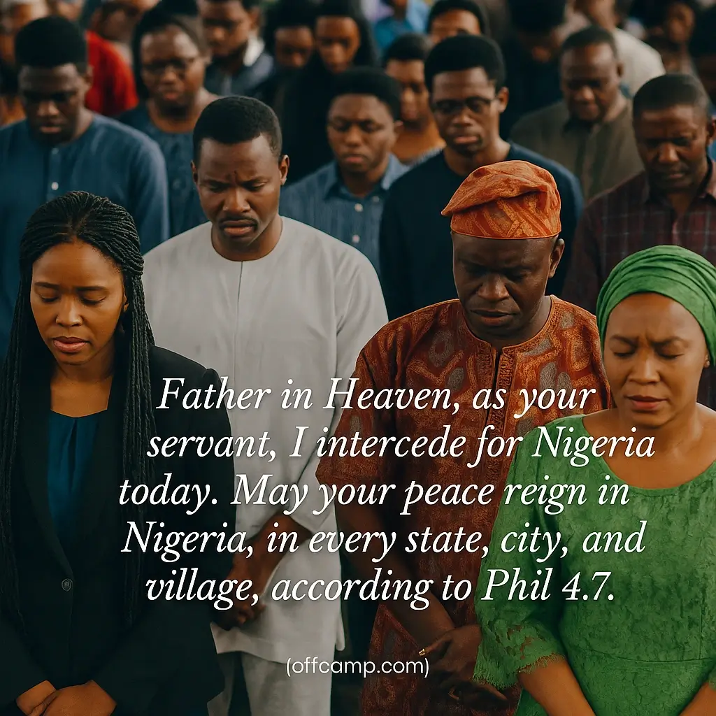 Prayer for Nigeria gathering showing Nigerians united in faith praying for national transformation and peace across ethnic divides