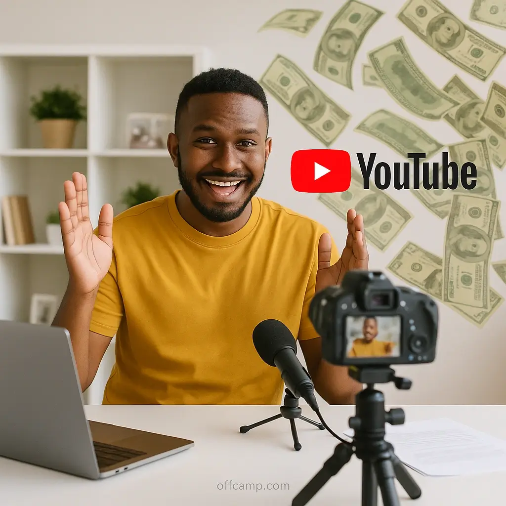 Kenyan content creator filming YouTube video for monetization
