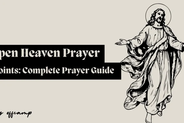 Person praying with hands raised under open heaven prayer points guidance for spiritual breakthrough