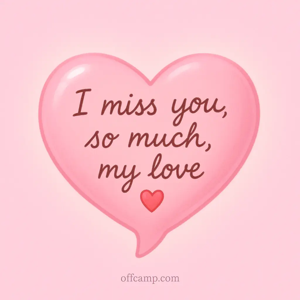 Heartfelt i miss you message for her displayed on smartphone screen with romantic background