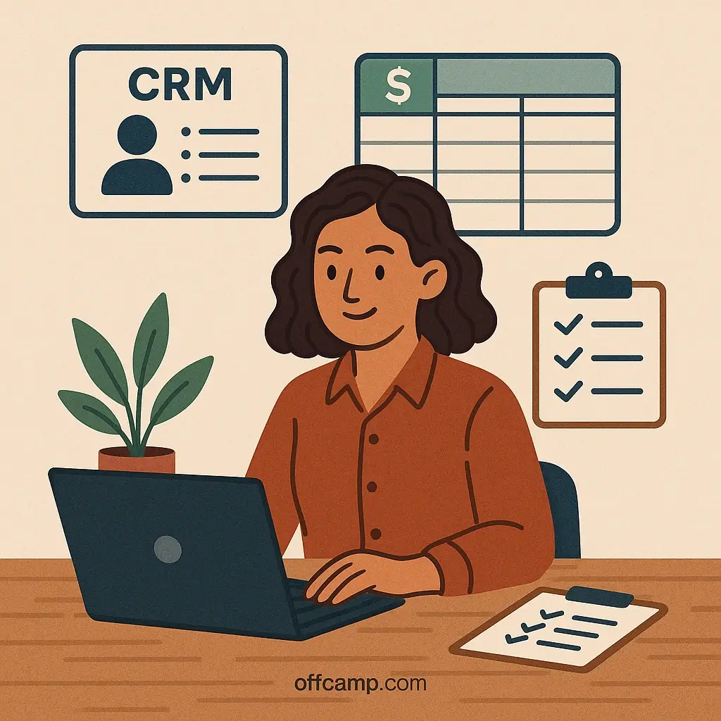 Small business owner using essential software tools for customer management and financial tracking