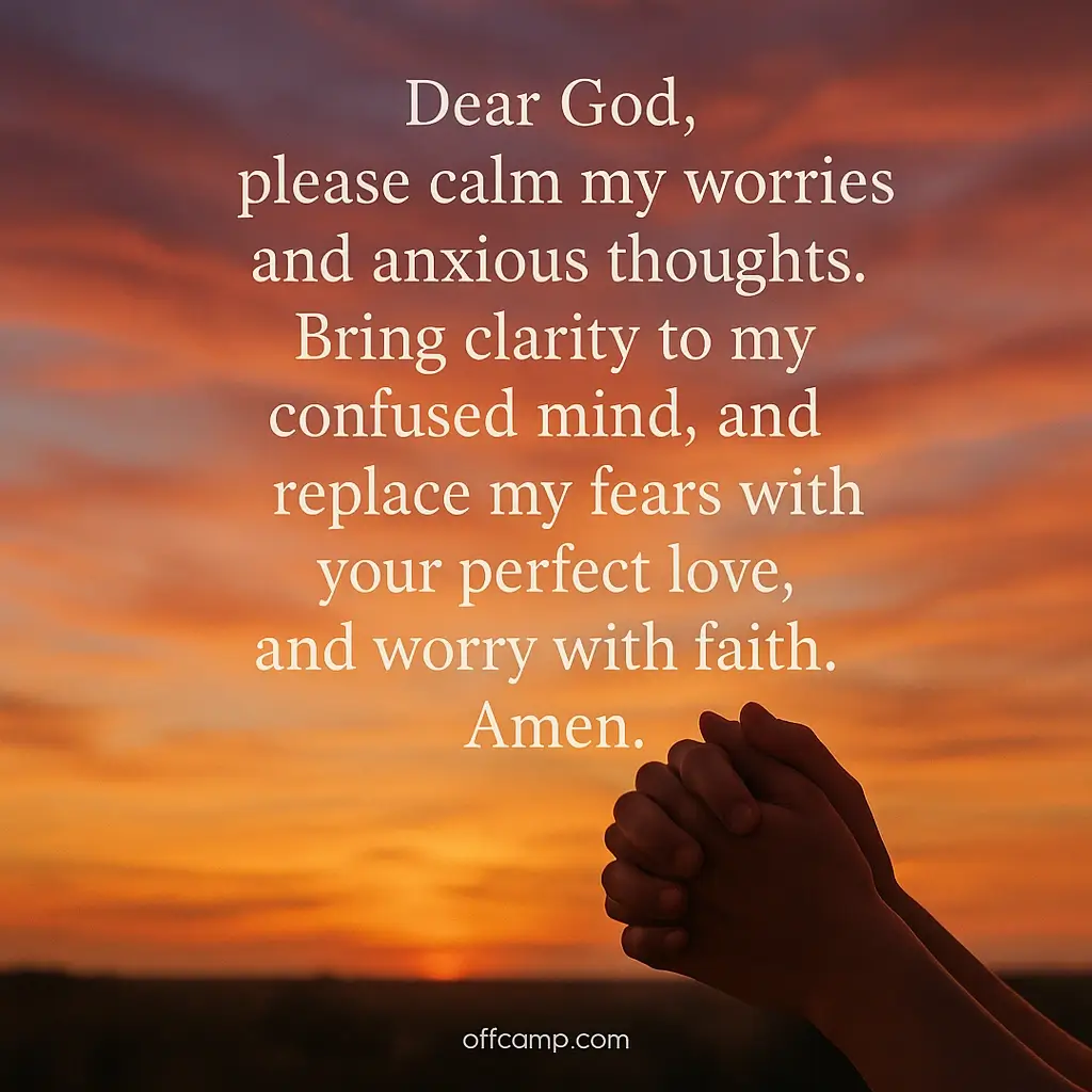 Beautiful sunset sky with hands folded in good evening prayer for peaceful rest and spiritual connection