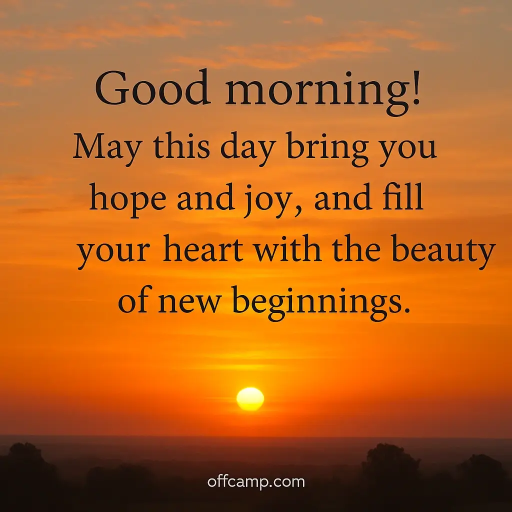 Beautiful sunrise with long good morning message quote overlay
