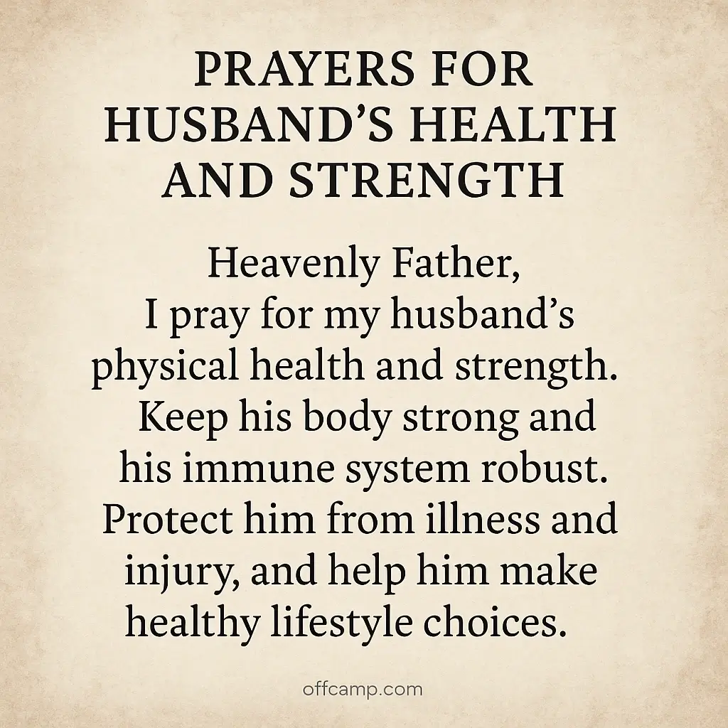 Wife praying for husband protection and success with hands folded in prayer