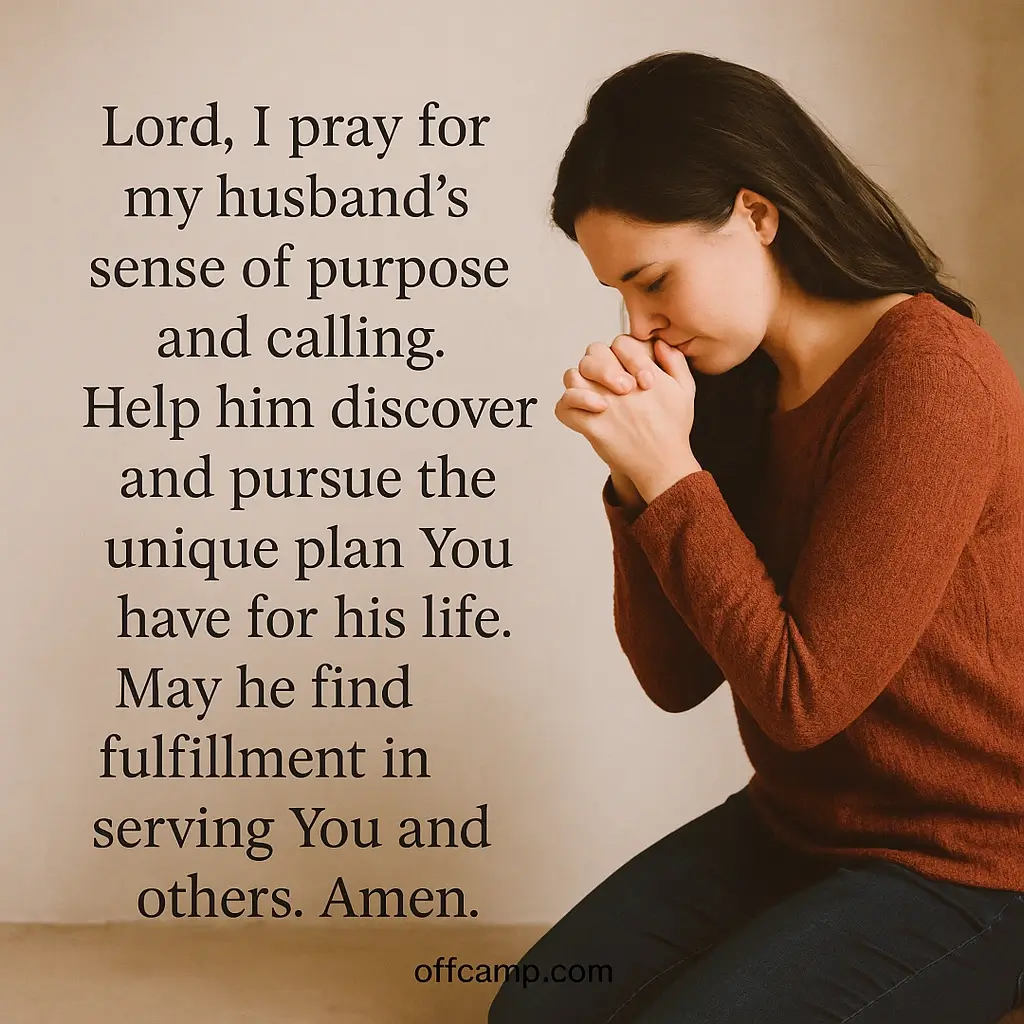 Prayer warrior wife covering husband in protection prayers with divine light