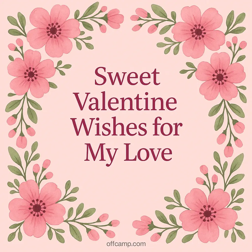 Pink floral frame showcasing sweet Valentine wishes for boyfriends and girlfriends