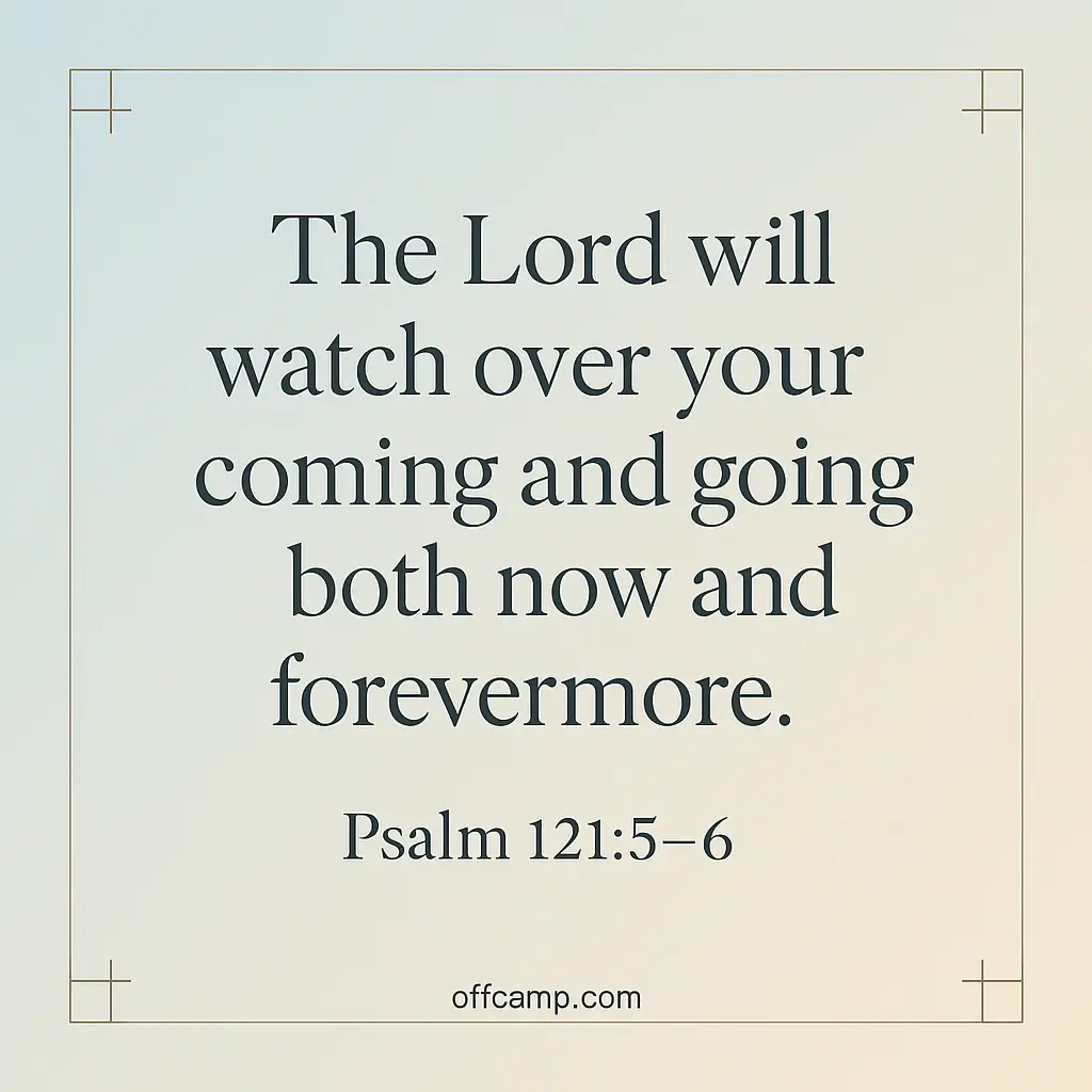 Afternoon prayer card with Psalm 121:5-6 for midday blessings and protection