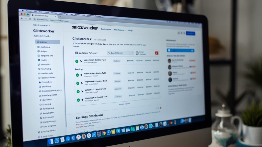 Clickworker platform dashboard showing available microtasks and earnings for Nigerian users