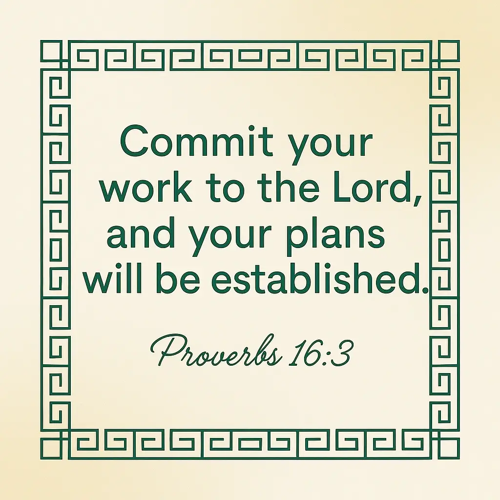 Prayer card with Proverbs 16:3 for monthly success and blessings
