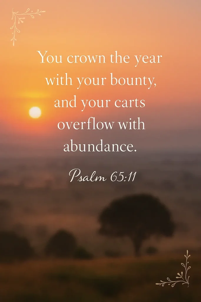 Monthly prayer inspiration story with Psalm 65:11 about God's abundant blessings