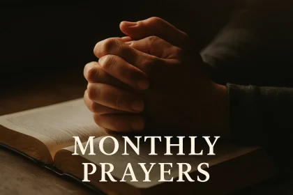 Monthly success prayers guide with Bible and calendar for January to December blessings