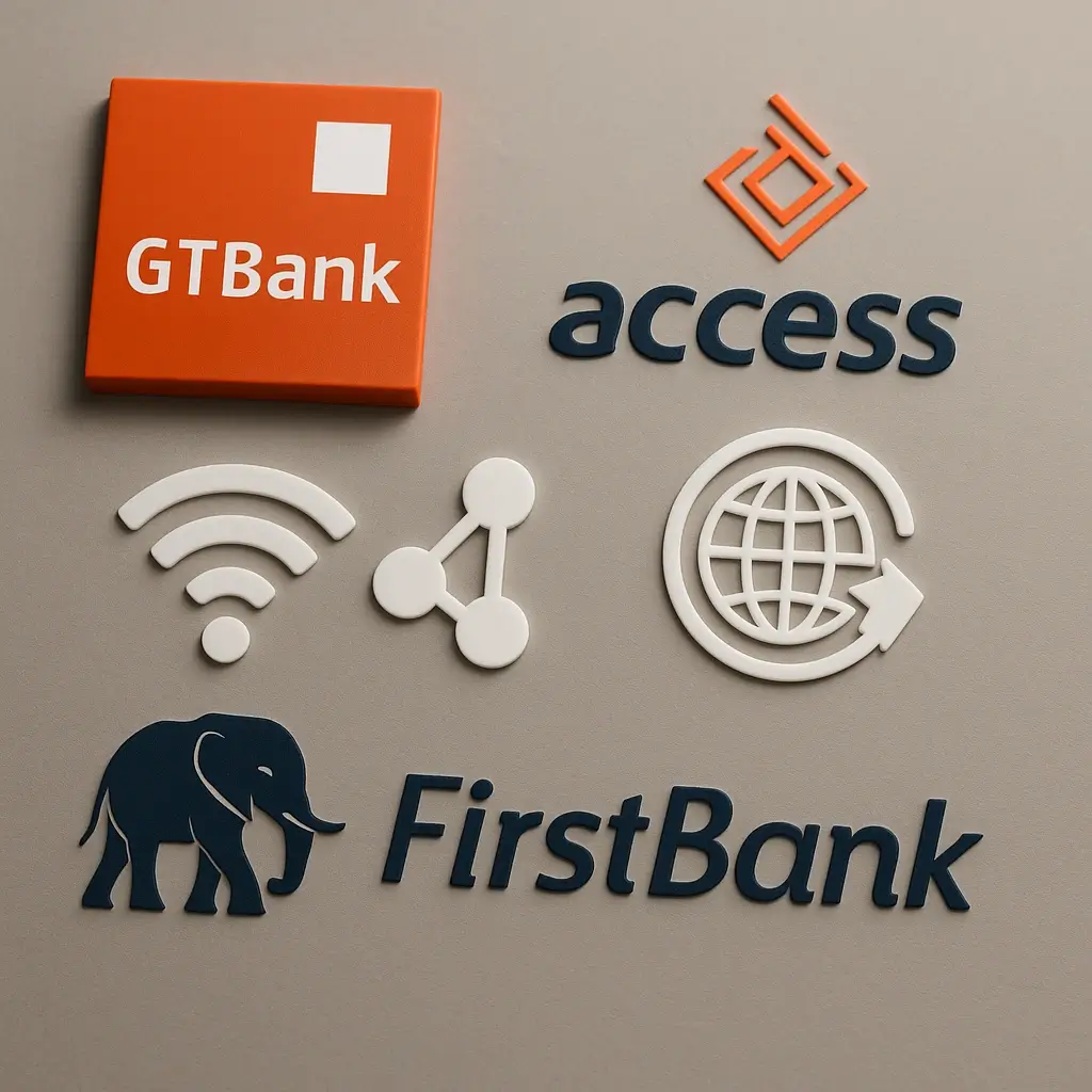 Nigerian bank logos GTBank Access Bank showing international payment integration setup