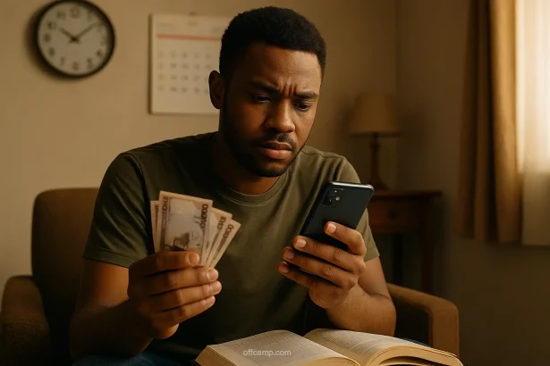 10000 naira loan without BVN - Nigerian considering emergency loan options on smartphone