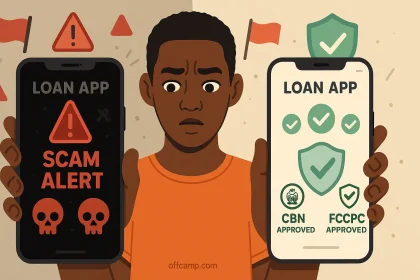 How to spot fake loan apps without BVN versus legitimate ones in Nigeria showing red flags and verification badges