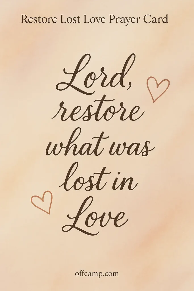 Prayer card for relationship restoration with inspirational text
