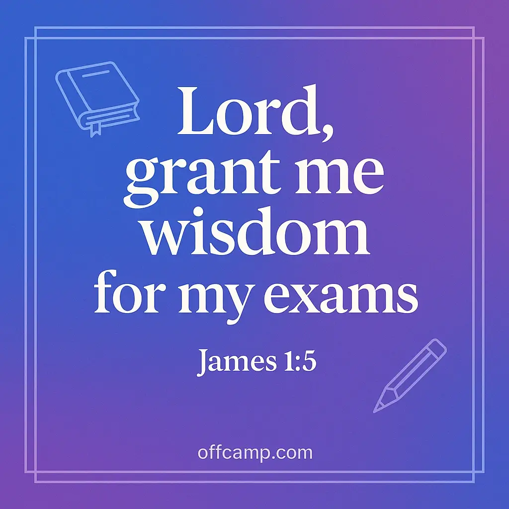 Prayer card with Bible verse James 1:5 for exam success and wisdom